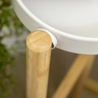 Outsunny Suporte para Plantas com Pés de Bambu Estante para Flores com 4 Prateleiras Carga 20 kg Ø28x80 cm Madeira e Branco(m-9)