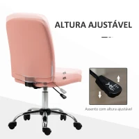 Vinsetto Cadeira de Escritório Giratória de Couro Sintético com Altura Ajustável Estilo Moderno Carga 120 kg 45x59x90-100 cm Rosa(m-4)