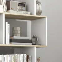 HOMCOM Estante para Livros Estilo Nórdico Estante com 5 Prateleiras Anti-Tombo Carga 25 kg 70x29,5x163 cm Branco e Madeira(m-7)