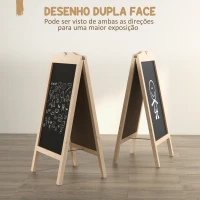 Vinsetto Mini Cavalete de Madeira Quadro Lousa Negro Magnético e Dobrável com 8 Gizes e 6 Placas de Palavras 51x42x101 cm Madeira(m-6)