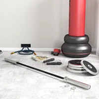 SPORTNOW Barra de Pesos de Aço180 cm Ø50 mm com 2 Grampos Carga 200 kg Barra Olimpica para Discos de Ø5 cm Prata e Preto(m-2)
