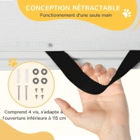 PawHut Barrière de sécurité barrière animaux rétractable automatique 1,15L x 0,83H m teslin métal blanc(m-5)