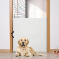 PawHut Retractable Safety Gate Dog Pet Barrier Folding Protector Home Doorway Room Divider Stair Guard White 115Lx82.5Hcm(m-10)