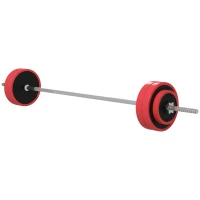 SPORTNOW Conjunto de Barra de Pesos 30 kg com Discos Conjunto de Musculação com 6 Discos e 1 Barra para Treino de Força Levantamento de Pesos 170x26x26 cm Vermelho(m-11)