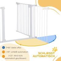 PawHut Türgitter, Montage ohne Bohren, verstellbare Breite 75-96 cm, einhändiges Öffnen, Metall, Weiß, Auto-Close Baby Schutzgitter(m-8)