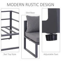 Outsunny 6 PCs Outdoor Indoor Sectional Corner Sofa Set Thick Padded Cushions Aluminium Frame 5 Seaters 1 Coffee Table Grey(m-7)