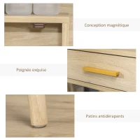 HOMCOM Coiffeuse avec miroir, étagères et tiroir, table de maquillage scandinave, pieds effilés bois d'hévéa, panneaux particules, naturel(m-6)