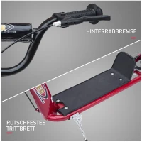 HOMCOM Kinderroller mit Hinterbremse Kickscooter 12 Zoll Tretroller Roller Scooter Cityroller für Kinder Kickboard Höhenverstellbar Stahl EVA Rot 120 x 52 x 80-88 cm(m-6)