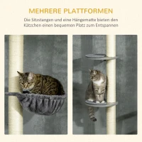 PawHut kattenboom, plafondhoog, krabpaal voor katten, in hoogte verstelbaar(m-5)