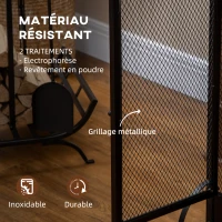 HOMCOM Pare-étincelles grille de protection pour cheminée pare-feu barrière de sécurité 3 volets pliables et porte 120 x 79 cm(m-7)