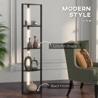 HOMCOM Corner Floor Lamp for Living Room Bedroom with Dimmable Warm White LED Light, Modern Tall Standing Lamp, Black(m-4)