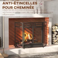 HOMCOM Pare-étincelles grille de protection pour cheminée pare-feu barrière de sécurité 3 volets pliables et porte 120 x 79 cm(m-4)
