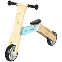 AIYAPLAY Draisienne Trottinette enfants vélo d'équilibre 2 en 1 évolutive 18 Mois à 3 Ans effet bois Charge Max. 30 kg Bleu(m-10)