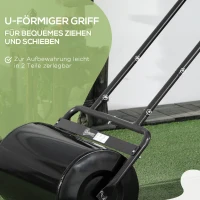 DURHAND Walec ogrodowy z rączką w kształcie litery „U” walec do trawnika wałek do trawy wypełnienie wodą/piachem metal(m-7)