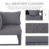 Outsunny 6 PCs Outdoor Indoor Sectional Corner Sofa Set Thick Padded Cushions Aluminium Frame 5 Seaters 1 Coffee Table Grey(m-4)