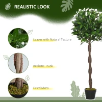 Outsunny Indoor Tall Artificial Plants, Set of 2, Decorative Plant with Nursery Pot for Indoor Outdoor Décor, 120cm(m-5)