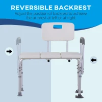 HOMCOM Shower Chair for Elderly and Disabled, Height Adjustable Bath Transfer Bench with suction feet, Armrest and Backrest, 300 lbs Capacity, White(m-6)