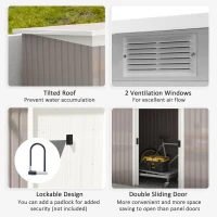 Outsunny Corrugated Garden Metal Storage Shed Outdoor Equipment Tool Box with Kit Ventilation Doors 9x 4FT Light Grey(m-5)