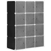 HOMCOM Plastic Storage Drawers for Clothes, DIY Portable Wardrobe Closet, 111L x 47W x 145Hcm-Black/White(m-1)