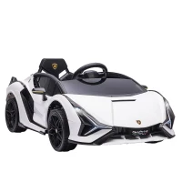 HOMCOM Carro Elétrico Lamborghini SIAN 12V com Controle Remoto Abertura da Porta Música MP3 USB e Faróis 108x62x40 cm Branco(m-11)