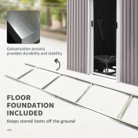 Outsunny Corrugated Garden Metal Storage Shed Outdoor Equipment Tool Box with Kit Ventilation Doors 9x 4FT Light Grey(m-6)