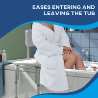 HOMCOM Shower Chair for Elderly and Disabled, Height Adjustable Bath Transfer Bench with suction feet, Armrest and Backrest, 300 lbs Capacity, White(m-7)