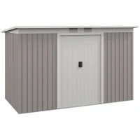 Outsunny Corrugated Garden Metal Storage Shed Outdoor Equipment Tool Box with Kit Ventilation Doors 9x 4FT Light Grey(m-11)