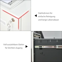 Vinsetto Rolcontainer, archiefkast, scheidingswand, centraal afsluitbaar, stalen behuizing, 5 wielen, wit, 39 x 48 x 67 cm(m-6)