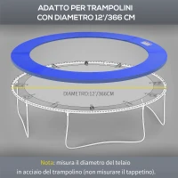 HOMCOM Copertura Imbottita Bordo Trampolino, Protezione per Tappeto Elastico Giaridno in Plastica, Ø366cm, Blu(m-5)
