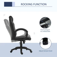 HOMCOM High-Back Office Chair Faux Leather Swivel Computer Desk Chair for Home Office with Wheels Armrests Gray(m-5)