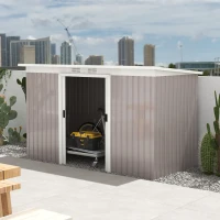 Outsunny Corrugated Garden Metal Storage Shed Outdoor Equipment Tool Box with Kit Ventilation Doors 9x 4FT Light Grey(m-2)