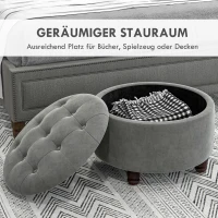 HOMCOM Luxus Hocker Sitzhocker mit Stauraum flanellenes Polsterhocker Holzbeinen Dunkelgrau 61 x 61 x 41,5 cm(m-4)