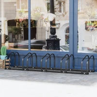 HOMCOM Bike Floor Stand, Outdoor Bike Rack, 130Lx33Wx27H cm, Bicycle Stand Steel-Black(m-2)