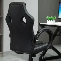 HOMCOM High-Back Office Chair Faux Leather Swivel Computer Desk Chair for Home Office with Wheels Armrests Gray(m-10)