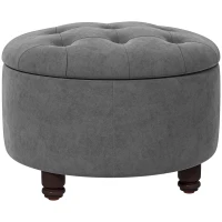 HOMCOM Luxus Hocker Sitzhocker mit Stauraum flanellenes Polsterhocker Holzbeinen Dunkelgrau 61 x 61 x 41,5 cm(m-10)