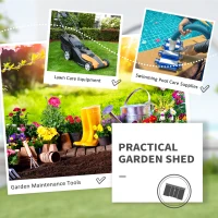 Outsunny Corrugated Garden Metal Storage Shed Outdoor Equipment Tool Box with Kit Ventilation Doors 9x 4FT Light Grey(m-7)