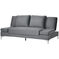 HOMCOM Divano Letto Matrimoniale con Braccioli Regolabili in 9 Posizioni e Cuscini Rimovibili, in Eucalipto e Metallo, Grigio(m-10)