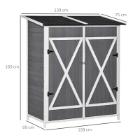 Outsunny szafka ogrodowa szopa na narzędzia z 2 drzwiami z asfaltowym dachem drewno jodłowe kolor zielony+szary(m-3)