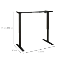 Vinsetto Elektryczny stelaż stołu, regulowany na wysokość stelaż biurka stojącego, stal(m-3)