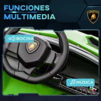HOMCOM Coche Eléctrico Lamborghini Infantil de 3 a 6 Años Puerta de Tijera con Control Remoto y MP3 111x61x45 cm Verde(m-6)