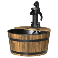Outsunny Wooden Barrel Water Fountain Outdoor Garden Decorative Water Feature w/ Electric Pump(m-11)