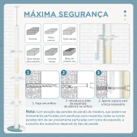 PawHut Arranhador para Gatos do Chão do Teto com Altura Ajustável 3 Plataformas em Forma de Onda Postes de Arranhar e 1 Bola 55x38x225-255 cm Branco(m-7)