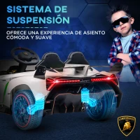 HOMCOM Coche Eléctrico Lamborghini Infantil de 3 a 6 Años Puerta de Tijera con Control Remoto y MP3 111x61x45 cm Blanco(m-7)