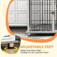 PawHut Indoor Dog Crate Furniture, Side End Table, with Soft Washable Cushion, Lockable Doors, for Large Dogs(m-8)