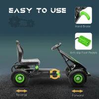 HOMCOM Kids Pedal Go Kart, with Adjustable Seat, Inflatable Tyres - Green(m-5)