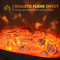 HOMCOM Tempered Glass Casing Electric Fireplace, Freestanding Electric Fire with Realistic Flame Effect, Log Burner with Overheat Protection, 950w/ 1850W, Black(m-6)