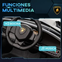 HOMCOM Coche Eléctrico Lamborghini Infantil de 3 a 6 Años Puerta de Tijera con Control Remoto y MP3 111x61x45 cm Negro(m-6)