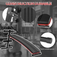 HOMCOM Banc de musculation pliable banc abdominaux hauteur réglable 5 positions dim. 139L x 47l x 51-69 cm rouge noir(m-6)