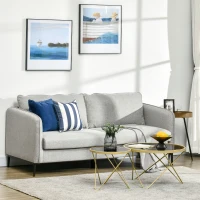 HOMCOM Divano 3 Posti in Tessuto Grigio con 5 Piedini e Doghe, 193x78x71cm(m-2)