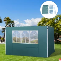 Outsunny 3m Gazebo Exchangeable Side Panel Wall W/ Window-Green(m-10)